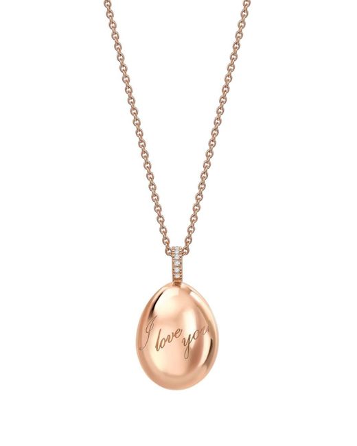 Pendente a forma di uovo Essence I Love You in oro rosa 18kt di Faberge in Metallic