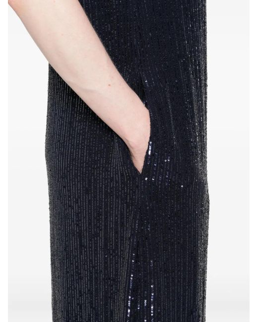 Peserico Mouwloze Midi-Jurk Met Col En Pailletten in het Blue