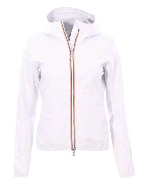K-Way White Hooded Zip Jacket