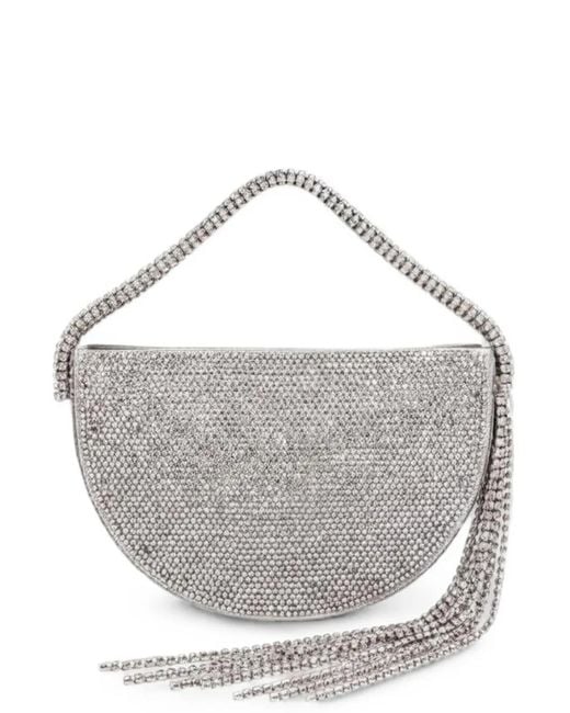 Gedebe Gray Gabi Rhinestone-Embellished Fringed Tote Bag