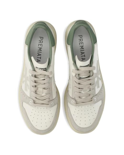 Premiata White Quinn Applique Sneakers for men