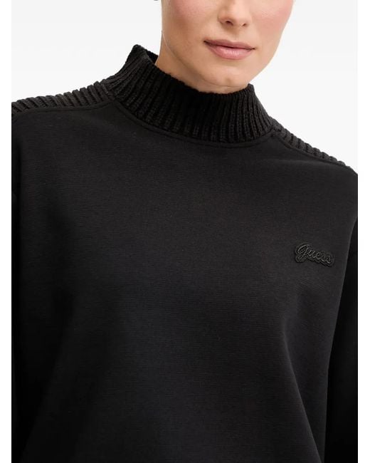 Guess Black Knitted High-Neck Sweatshirt