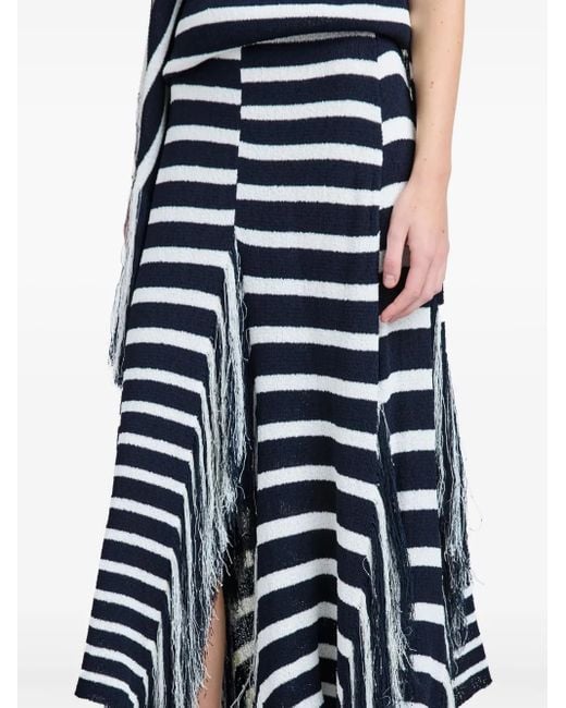 Proenza Schouler Blue Yves Skirt In Stripe Fringed Knit
