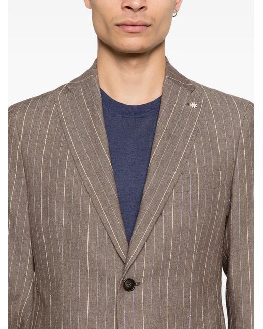 Manuel Ritz Brown Striped Two-Button Blazer for men