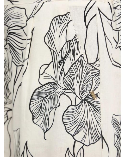 GAUDI Natural Floral-Print Palazzo Pants