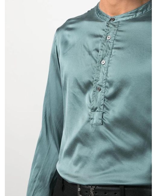 Tom Ford Green Half-Button Silk Shirt for men