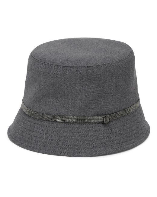 Brunello Cucinelli Gray Monili Chain Detail Bucket Hat