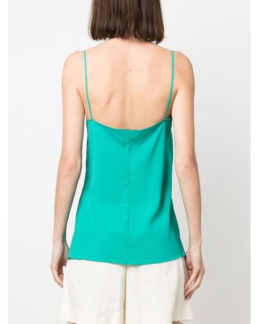 Alberta Ferretti Blue Satin-Effect Camisole Top