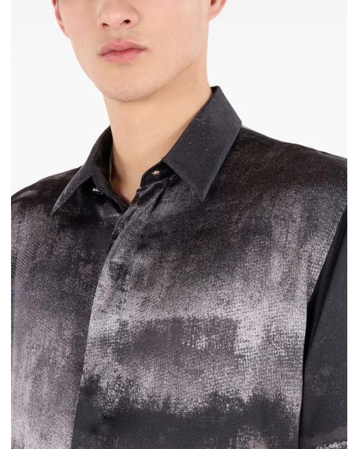 Roberto Cavalli Gray Worn Gradient-Effect Silk Shirt for men