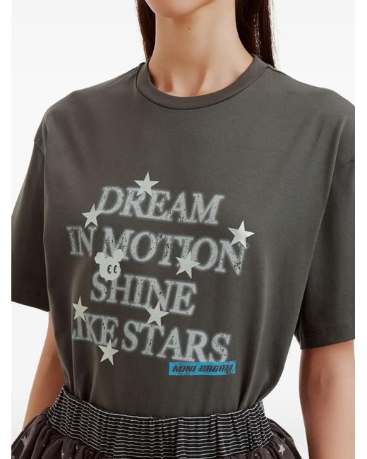 Mini Cream Gray Star-Motif T-Shirt