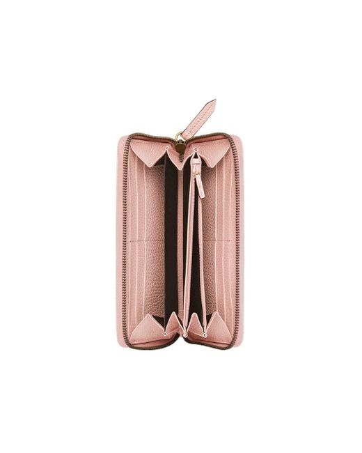 Gucci Leather Zip Around Wallet With Butterfly in Light Pink Leather (Pink) - Lyst