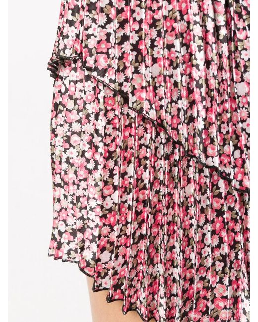WANDERING Red Waterfall Hem Asymmetric Mini Skirt