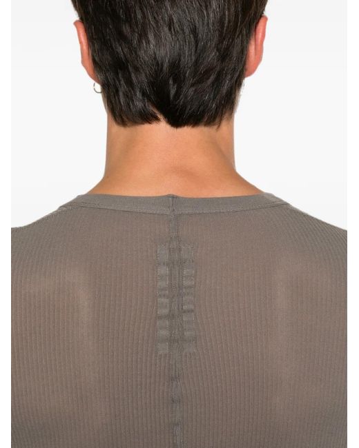 Rick Owens Gray Ribbed-Knit Long-Sleeve T-Shirt for men