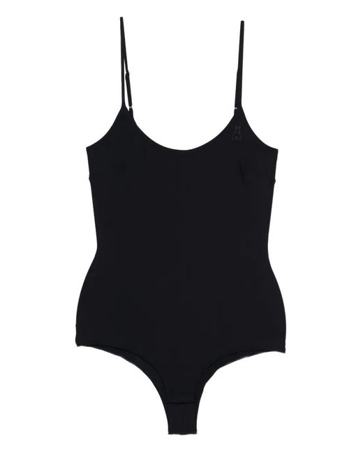 Patrizia Pepe Black Logo-Print Bodysuit