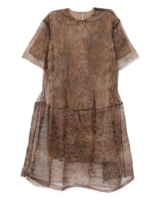 JNBY Brown A-Line Short-Sleeves Dress