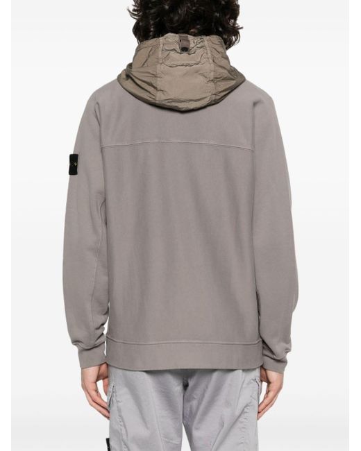 Stone Island Gray Compass Cotton Zip-up Hoodie for men