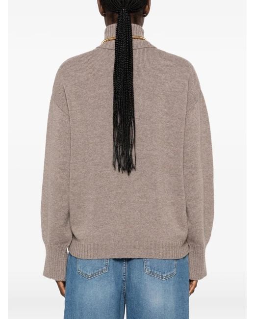 SIMONA CORSELLINI Brown Cut-Out Wrap-Style Sweater