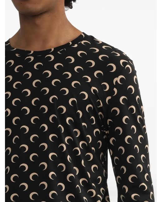 MARINE SERRE Black Moon Crewneck Top for men