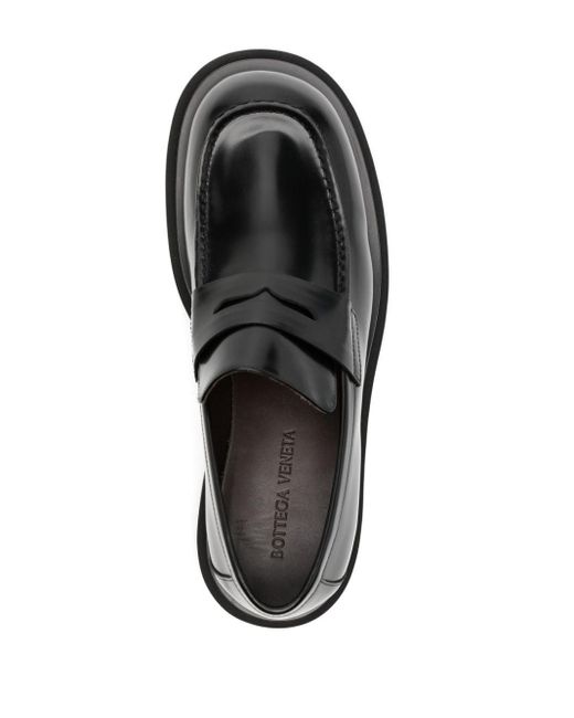 Bottega Veneta Black Lug Polished Leather Loafers for men