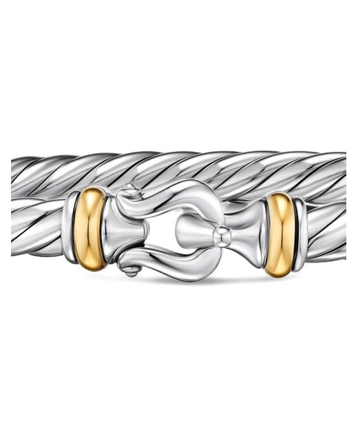 David Yurman Metallic Sterling And 14K Cable Flex Buckle Bracelet