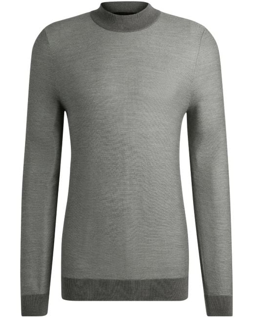 Boss Gray Crew-Neck Silk Sweatshirt for men