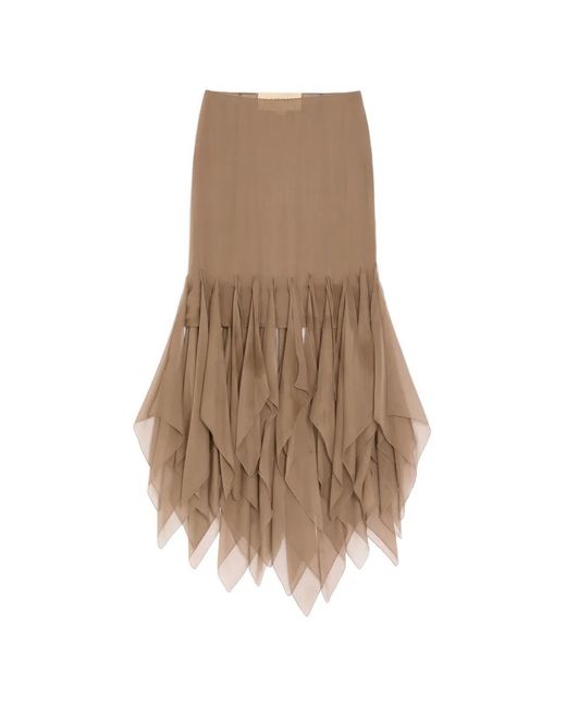 Valentino Garavani Natural Asymmetrical Chiffon Midi Skirt