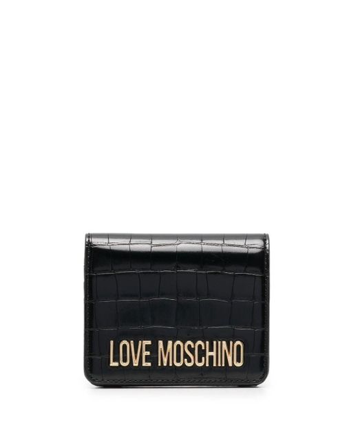 Love Moschino Crocodile-effect Bi-fold Wallet in Black | Lyst Canada