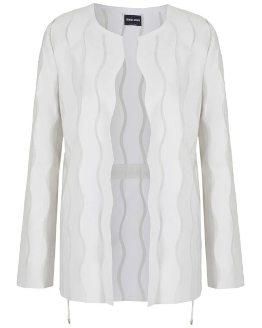 Round-neck open-front jacket di Giorgio Armani in White