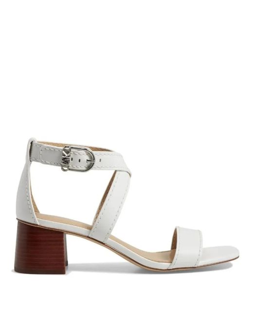 MICHAEL Michael Kors White 55Mm Buckle-Fastening Block-Heel Sandals
