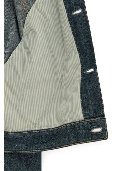 Brunello Cucinelli Blue Button-Up Denim Jacket for men