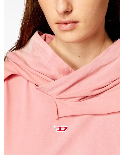 DIESEL Pink Hoodie With Destroyed Peel-off Effect