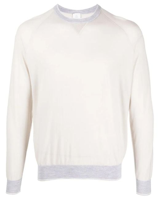 Eleventy White Round-Neck Wool Jumper for men