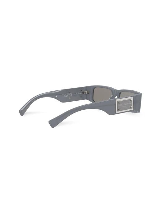 Dolce & Gabbana Gray Rectangle-Frame Logo-Plaque Sunglasses for men
