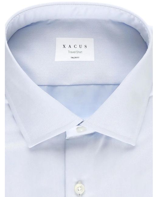 Xacus Blue Button-Down Cotton Shirt for men
