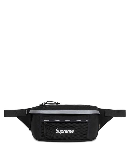 Supreme Black Reflective-Trim Belt Bag for men
