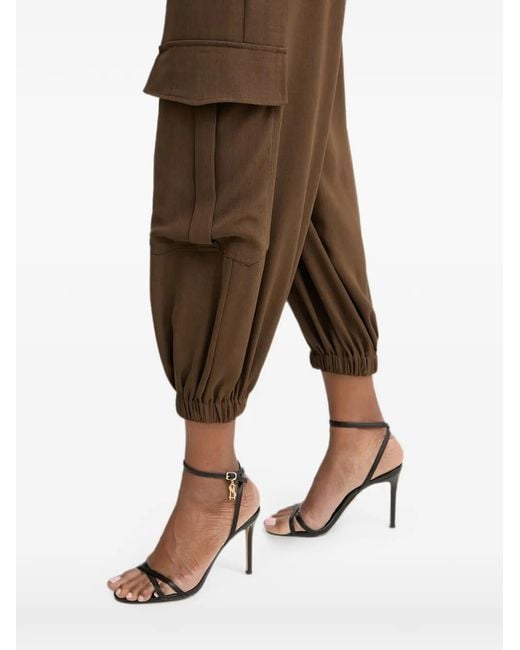 Haveone Brown Elasticated-Cuff Cargo Pants