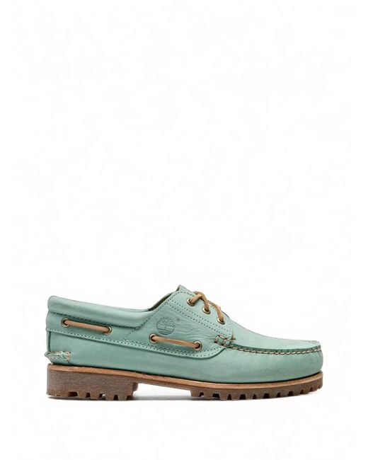 Timberland Green Leather Boat Shoes for men