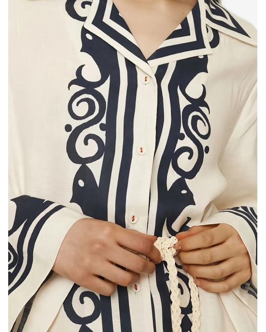 Vestido largo Marine con bordado ALÉMAIS de color White