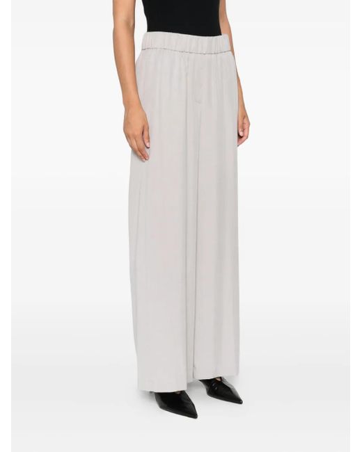 Peserico White Elastic-Waist Trousers
