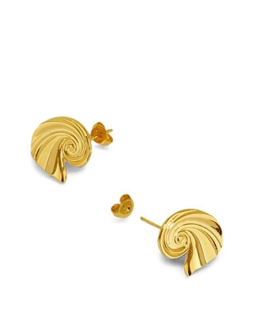 Ottoman Hands Brown Wave-Stud Earrings