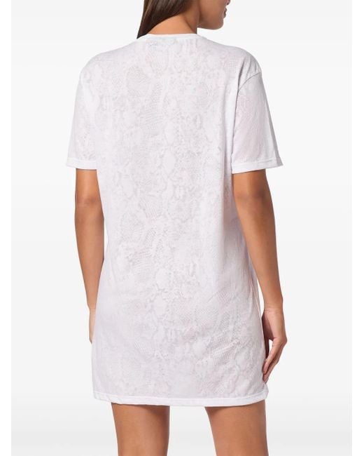 Philipp Plein White Short Sleeve T-Shirt Dress