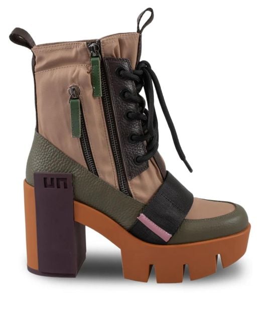 United Nude Brown 100Mm Grip Combat Mid Platform Block-Heel Boots