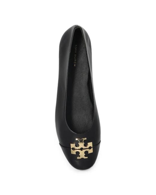 Tory Burch Black Charlie Logo-Plaque Ballet Flats