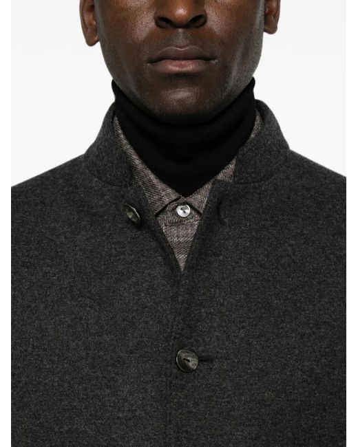Agnona Black Button-Up Mandarin-Collar Blazer for men