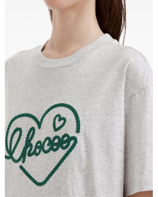 Chocoolate Gray T-Shirt À Motif Cœur