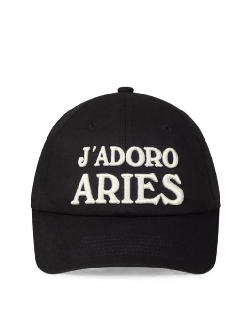 Aries Black J'Adoro Logo-Embroidered Cap