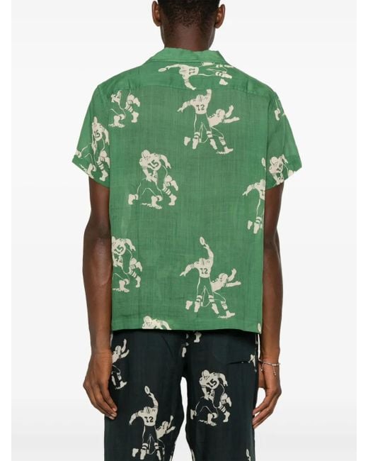 Bode Green Football-Pattern Shirt for men