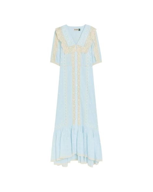 Rixo Blue Edina Midi Dress