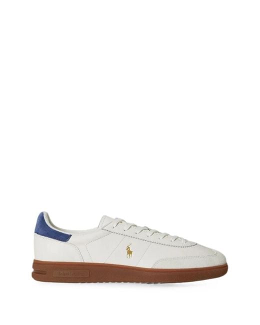 Polo Ralph Lauren White Bedford Logo-Embroidered Leather Sneakers for men
