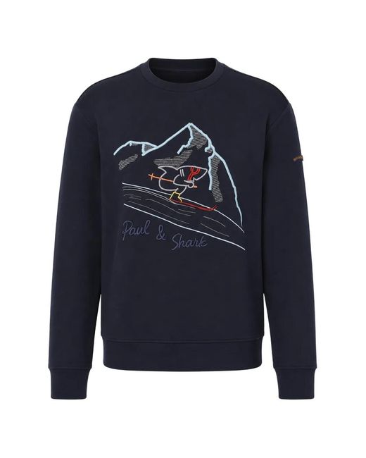 Paul & Shark Blue Embroidered-Details Sweater for men